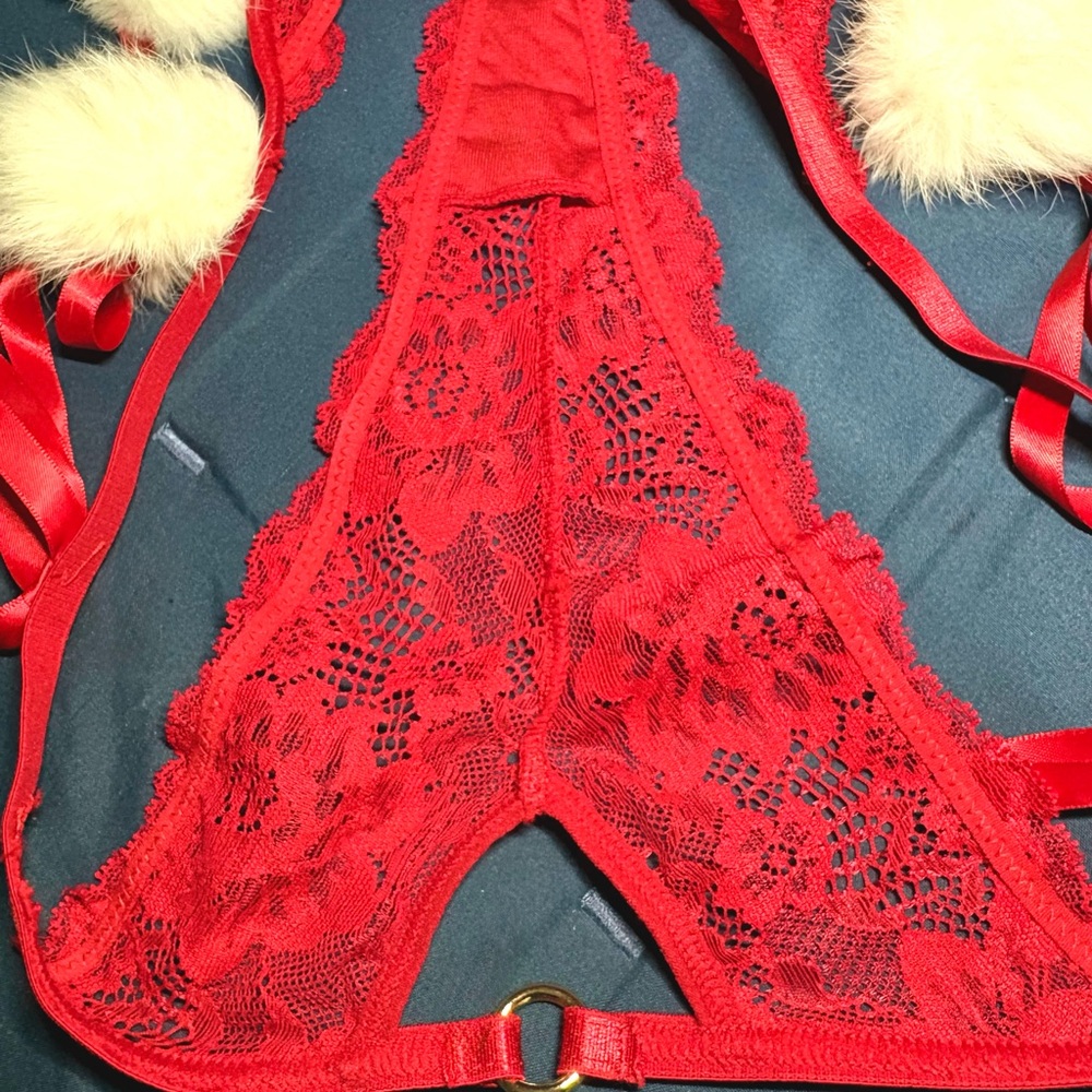 🔥NWT🔥 Oh La La Cheri Santa Pom Holiday Lingerie Set L/XL - Picture 3 of 10